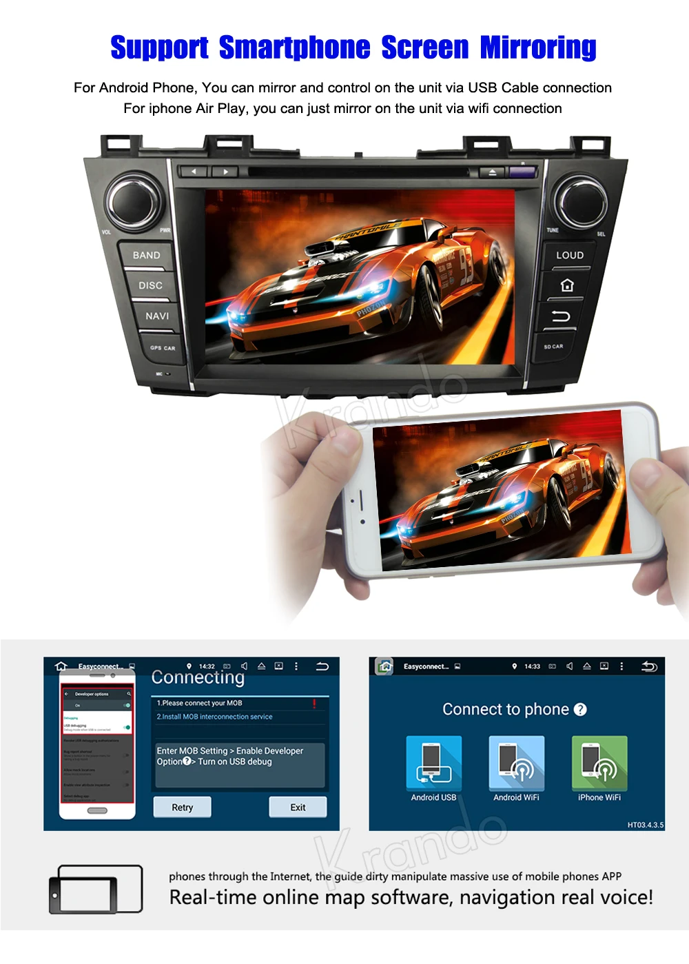 Top Krando 8" Android 8.0 car navigation multimedia system for Mazda 5 For Premacy 2009-2013 audio radio gps dvd player WIFI 3G DAB+ 9