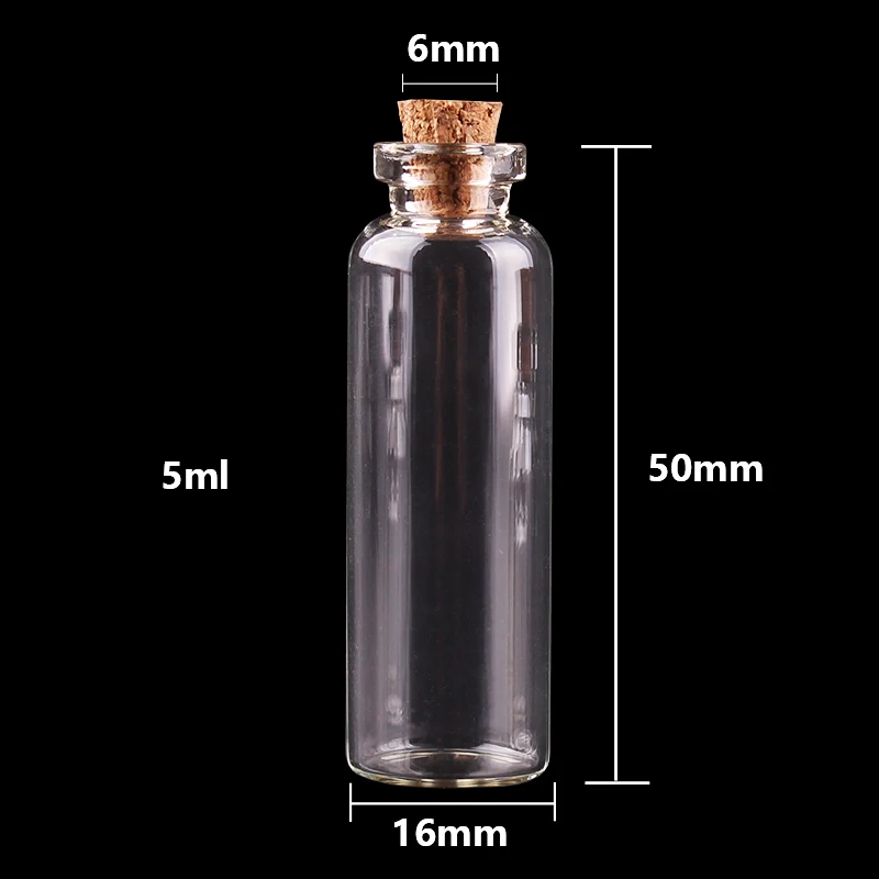 100 шт. стеклянные мини Бутылочки для желаний 16 х50х6 мм 5 мл|glass jar with|jar jarjar with cork |