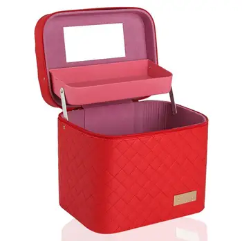 

Multi-layer large capacity pu square travel storage box large stereo makeup box waterproof wearable convenient cosmetic bag