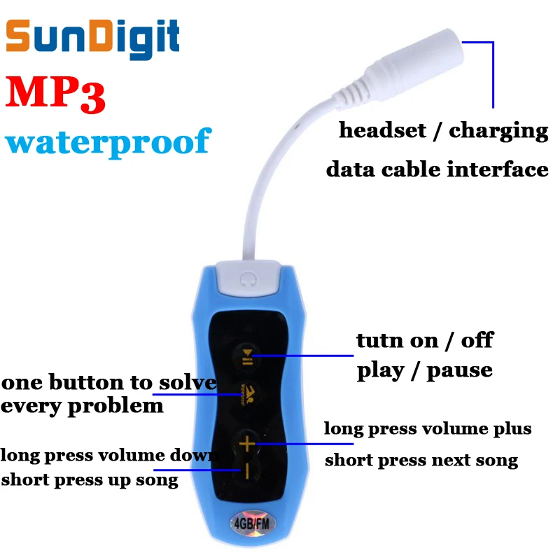 

Waterproof 8 GB IPX8 Headphones Waterproof 8GB Mp3 Player 8 G Mp 3 For Swimming Surf Scuba Diving Wear Type Earphone Tracking