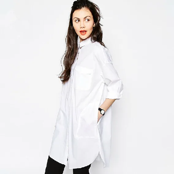 

2018 New Arrival Women Long Sleeve Turn-Down Collar Shirt Dress Casual Summer Dress