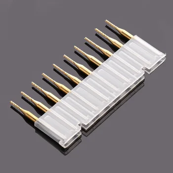 

10pcs 3.175mm Shank Titanium Coated Carbide Milling Cutter Engraving Edge Cutter CNC Router Bits End Mill for PCB Machine