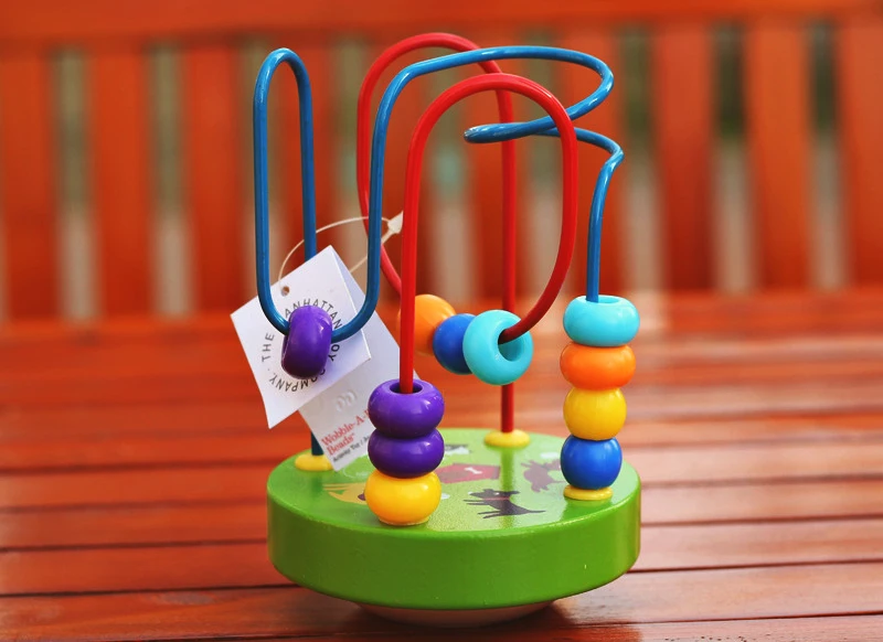 High Quality Mini wooden Tumbler Beaded around puzzle toys Early Education Toy Wire maze Intellectual development Xmas Kids Gift