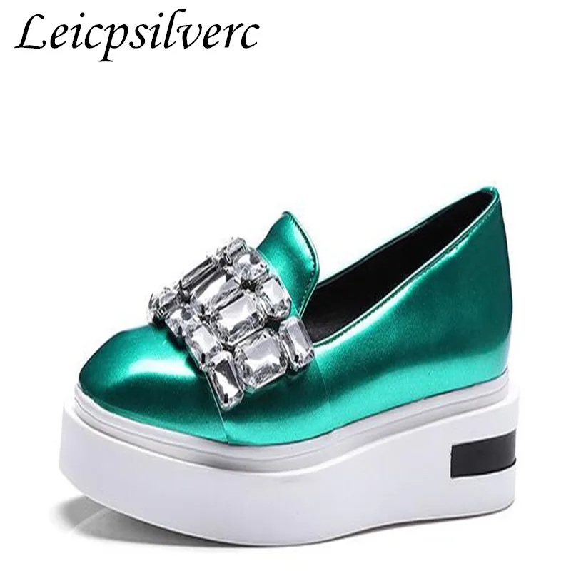 

Spring loafer thick bottom spring muffin bottom slope diamond female shoes
