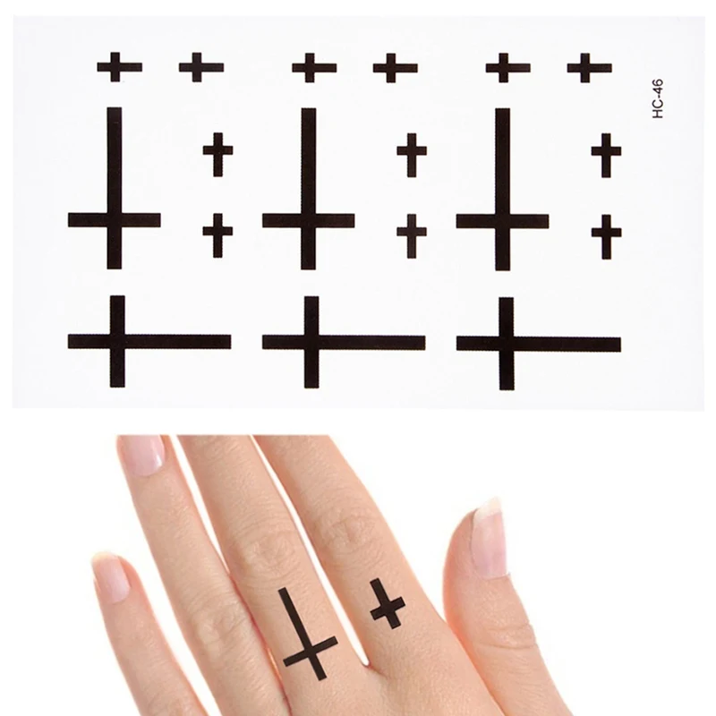 

2Pcs/Set Waterproof Temporary Tattoo Sticker Small Cross On Finger Ear Flash Tatoo Fake Water Transfer Tattoos For Girl
