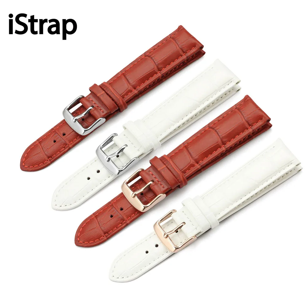 iStrap 12mm 13mm 14mm 16mm 18mm 19mm 20mm Women Watch Band Strap White Red Genuine Calf Leather