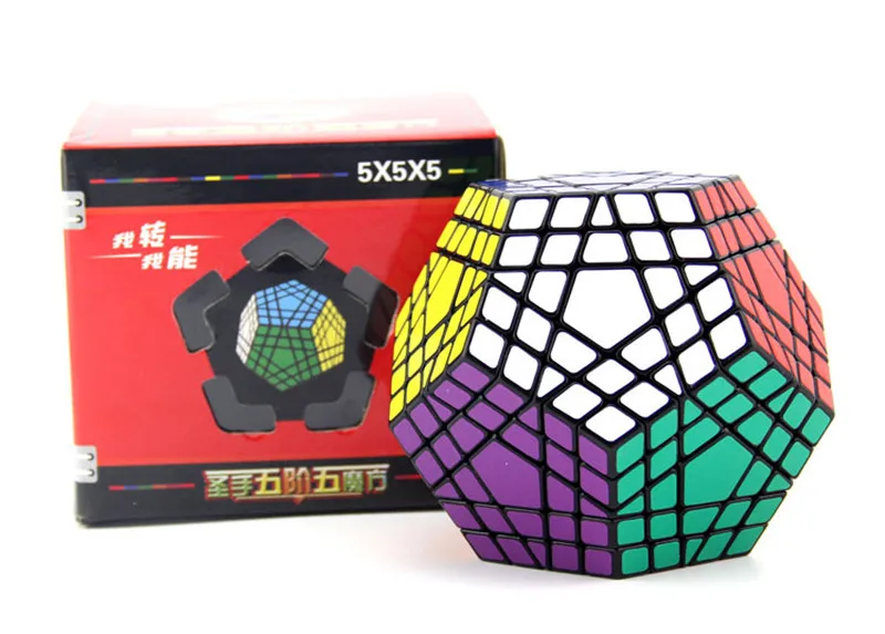 ShengShou Gigaminx 5x5x5 Magic Cubo Профессиональный скоростной куб додекаэдра твисти Головоломка Развивающие игрушки для детей игрушка подарок - Цвет: Черный