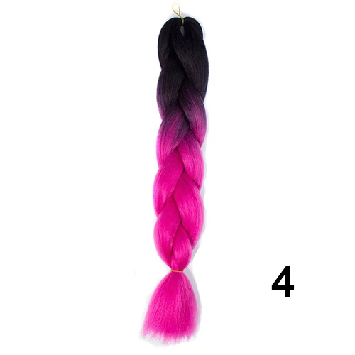 Шелковистые пряди, 24 дюйма, 100 г, Омбре, синтетические плетеные волосы для наращивания, для вязания крючком, косички, огромные косички, два тона, Омбре, цвет - Цвет: 4