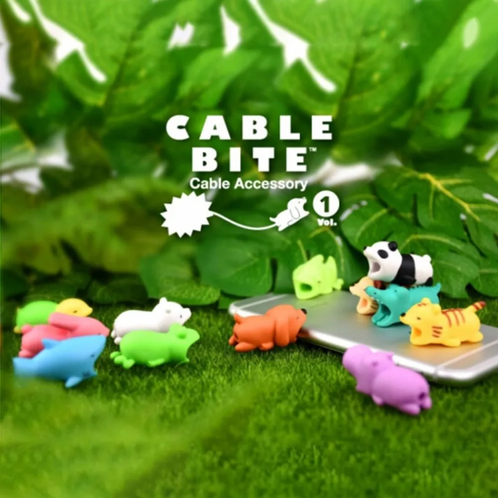 Милые животные кабель протектор для iPhone huawei животных укусы анти-разрыв USB кабель Органайзер кабель управление для телефонов кабель
