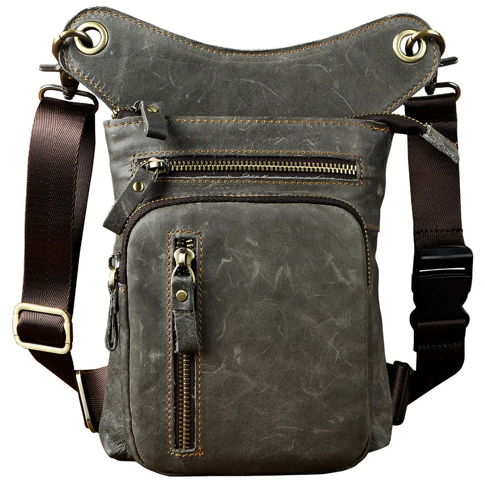 

Leather Design Men Multifunction Shoulder Satchel Mochila Bag Fashion Organizer Fanny Waist Belt Pack Drop Leg Bag Pouch 211-11g