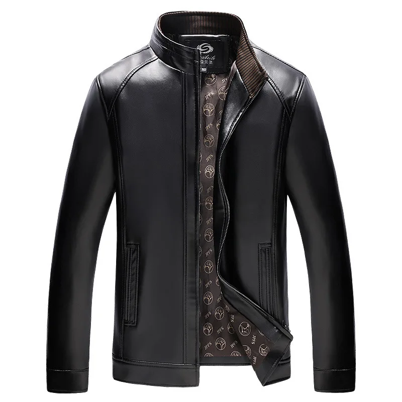 

2019 New Fashion Autumn Male Leather Jacket Plus Size 3XL Black Brown Mens Stand Collar PU Coats Leather Biker Jackets XXXL