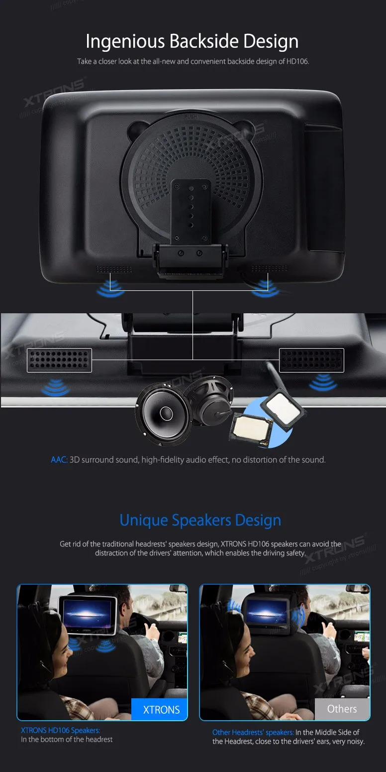 Top 10.1" Touch Button Headrest Car DVD Car Headrest DVD Car Headrest Monitor DVD with Built-in HDMI Port & 1024*600 Resolution 5