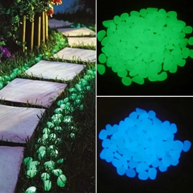 8 шт. светится в темноте камни зеленый декор сад открытый галька светящиеся камни синий красивый стильный привлекательный