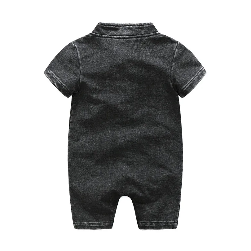 Newborn Infant Baby Girls Boys Summer Denim Solid Romper Jumpsuit Outfits (24)