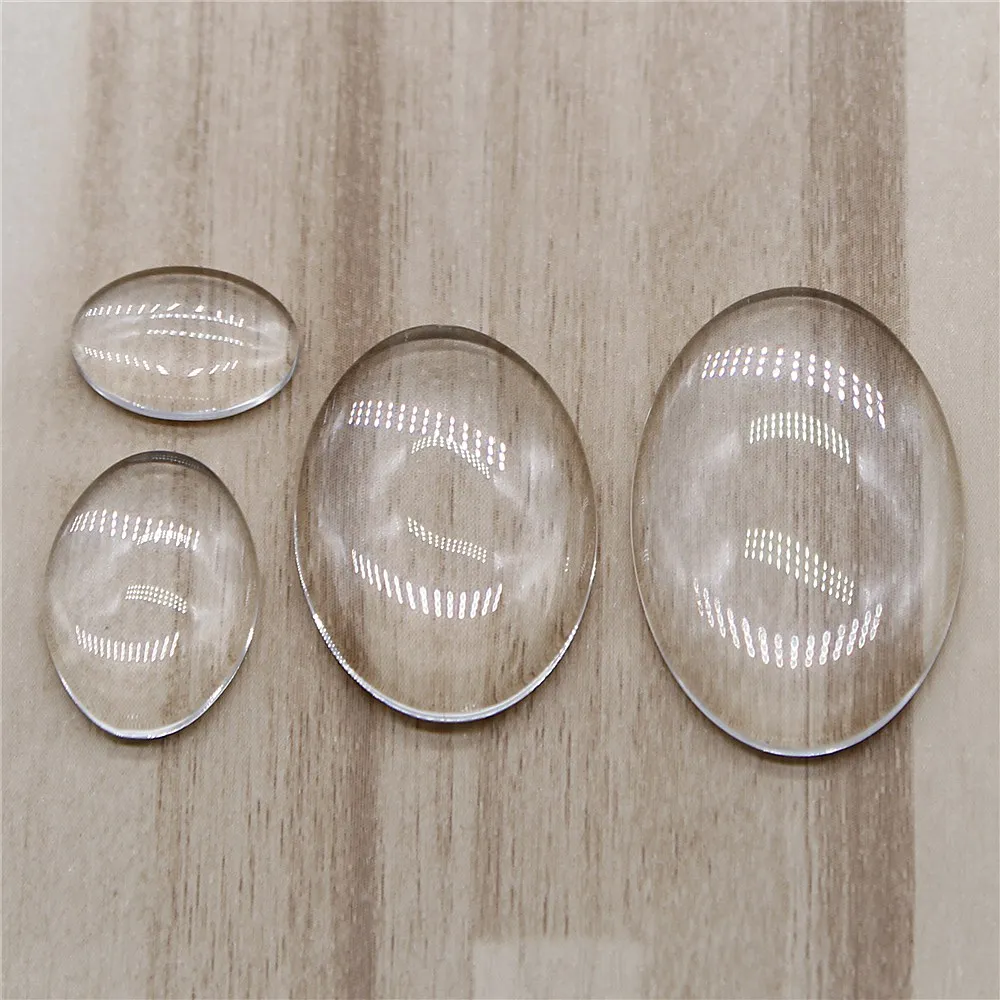 

20pcs 25x35mm 20x30mm 18x25mm 13x18mm 10x14mm Oval Shape Flat Back Clear Glass Cabochon Jewelry Findings & Components
