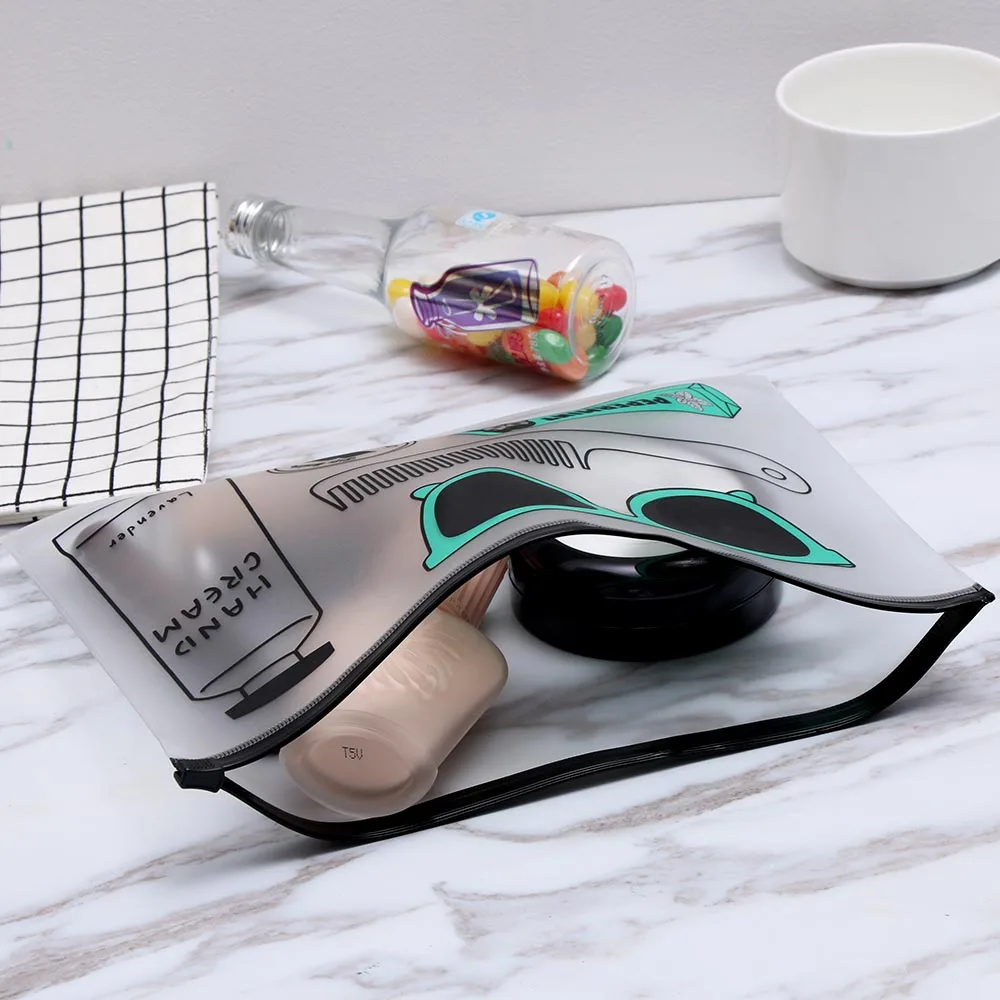 

1PC Fashion PVC Makeup Pouch Zipper Cartoon Clear Cosmetic Bag Personality Toiletry Holder Cosmetic Storage Pouch Handbag