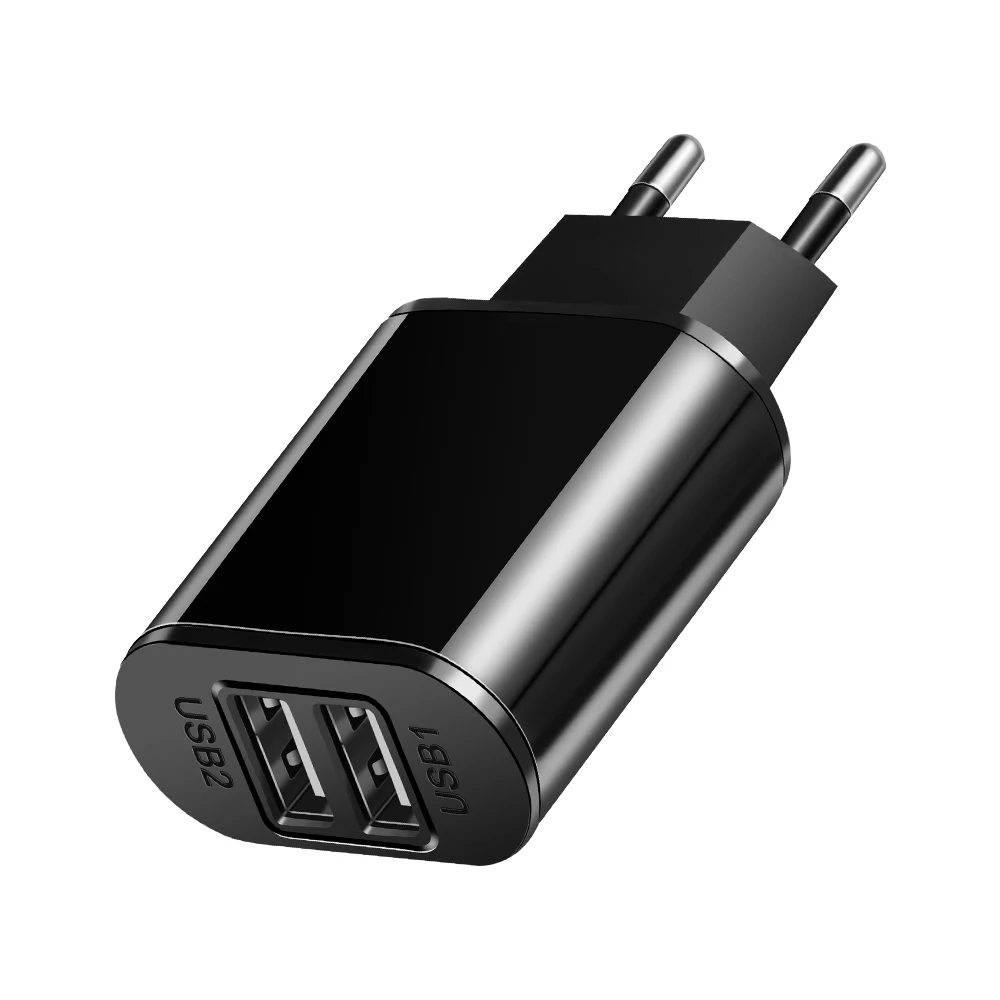 5V 2A EU Plug USB быстрое зарядное устройство мобильный телефон настенный адаптер питания для путешествий для iPhone 6 6s 7 8 Plus samsung S8 S7edge Xiaomi зарядное устройство - Тип штекера: Pure Black 2 Port