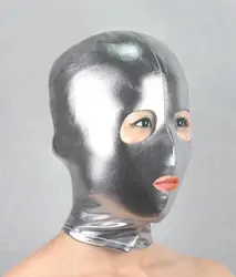 Пикантные искусственная кожа латекс капюшон маска дышащий головной убор фетиш бдсм для взрослых вечерние серебристый косплэй