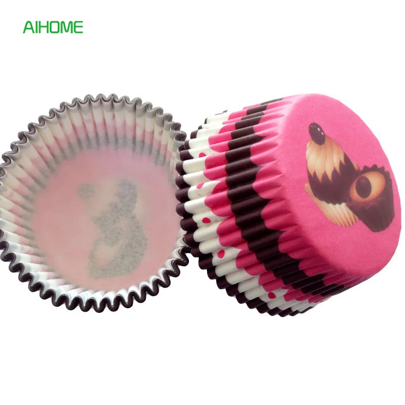 100pcs/lot Cute Cartoon Print Muffin Cake Cup Liners Paper Cupcake