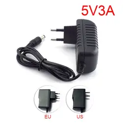 5 V 3A 3000mA AC к DC Мощность адаптер питания ЕС Plug 100 V-240 V 5,5x2,5 мм адаптер конвертер DC для Светодиодные ленты лампы видеонаблюдения Камера