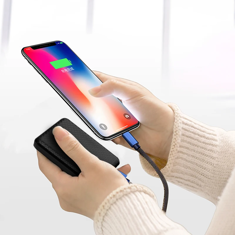 Scud mini power bank 10000 мАч + USB кабель со светодиодным цифровым дисплеем маленький тонкий
