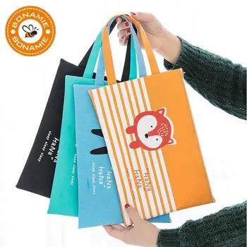

BONAMIE Girl's Handbag Creative Cute Cartoon Animal A4 Oxford Cloth File Holder Stationery Document Bag Carpetas Archivador