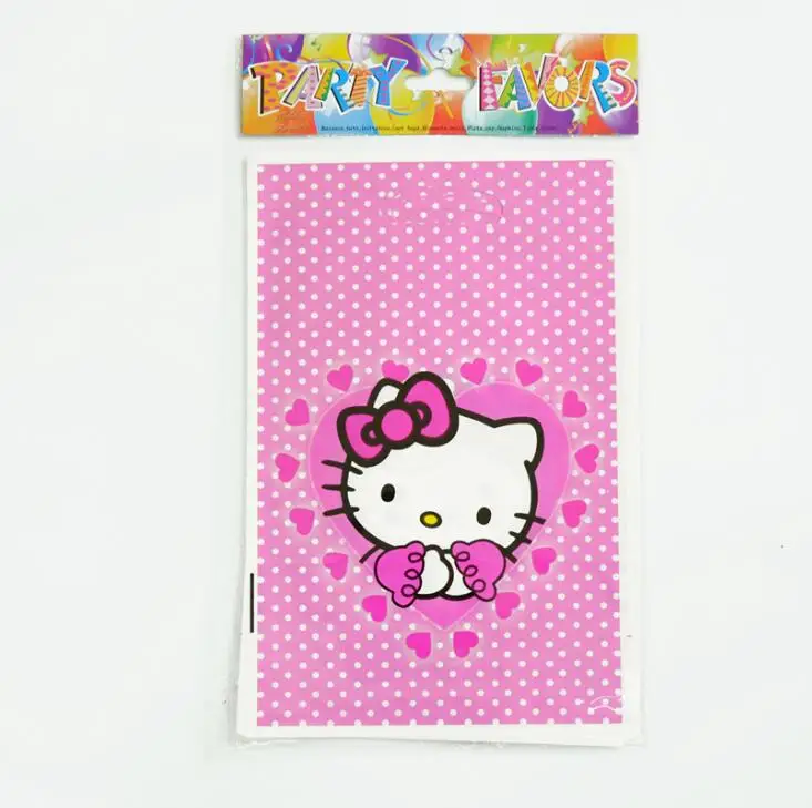

20pcs/lot hello kitty Theme Party Gift Bag Party Decoration Plastic Candy Bag Loot Bag For Kids Festival Party Supplies