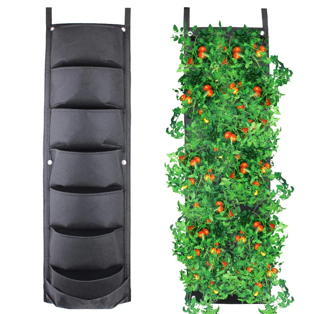

1x0.3M New Upgraded Deeper and Bigger 7 Pocket Hanging Vertical Garden Wall Planter for Yard Garden Home Decoration