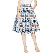 Летняя юбка Дамская мода темперамент Повседневное Простой Большой Размеры свободные с цветочным принтом средней длины Женская плиссированная юбка CW580