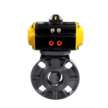 

2-1/2 inch PVC Pneumatic Butterfly Valve Water Use DN65 Plastic Pneumatic Butterfly Valve Double Acting EPDM Sealing