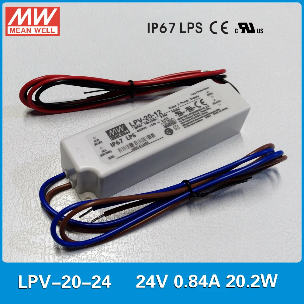 MEAN WELL LED-Netzteil 20W 24V 0,84A ; MeanWell LPV-20-24 ; Schaltnetzteil 