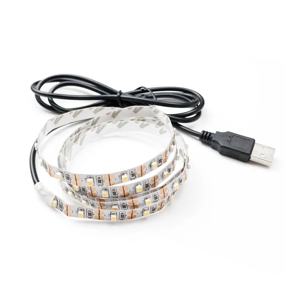 USB Светодиодная лента 5 в 60 светодиодов/м RGB 7 цветов светильник SMD 3528 SMD чип 50-200 см лента для ТВ велосипед задний светильник ing L