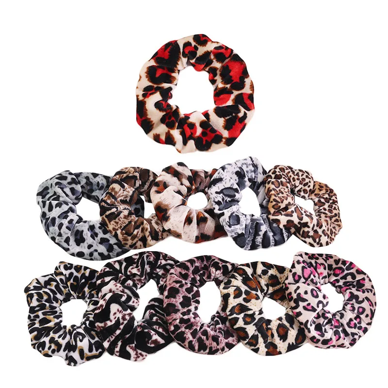 

New fashion Velvet Hair Scrunchies Animal Leopard Print Classic Houndstooth Ponytail Holder Hair Ties For Kids Women