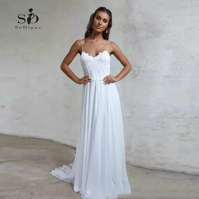 vestido de novia informal de nueva llegada 2018 tirantes finos con