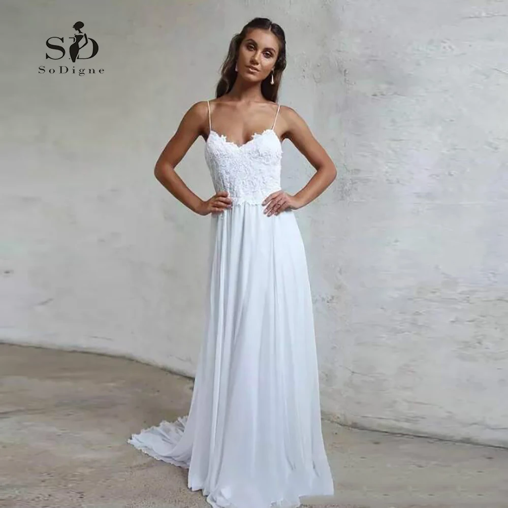 Wholesale New Informal Bride Dress 2019 Spaghetti Straps With Lace