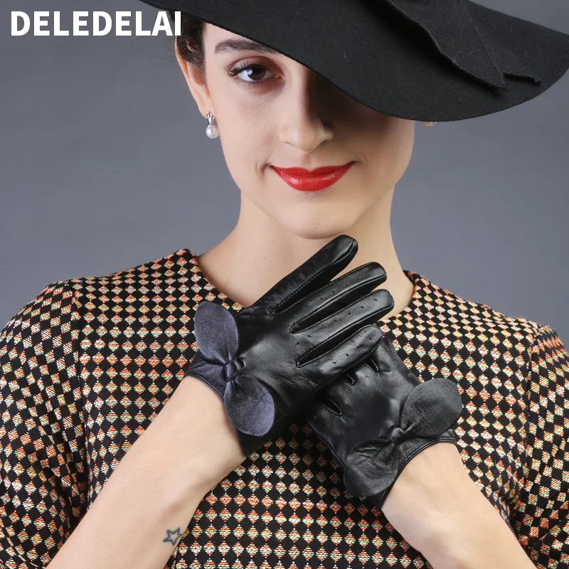 new autumn winter lady model Fashion sexy women genuine leather Small Bow knot driving car pole dancing gloves Mittens new autumn winter lady model Fashion sexy women genuine leather Small Bow knot driving car pole dancing gloves Mittens