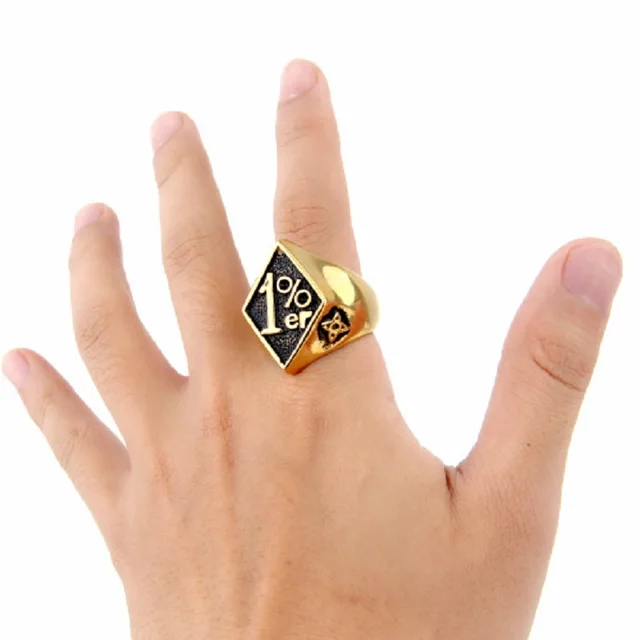 Tennis Oro Anello Da Motociclista Da Uomo Scritta BIKER In Vero