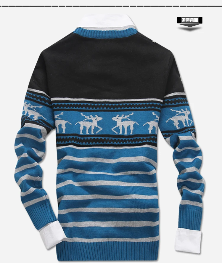 2018 Рождественский свитер мужские пуловеры masculino шеи вязаный пуловер slim fit Мужские