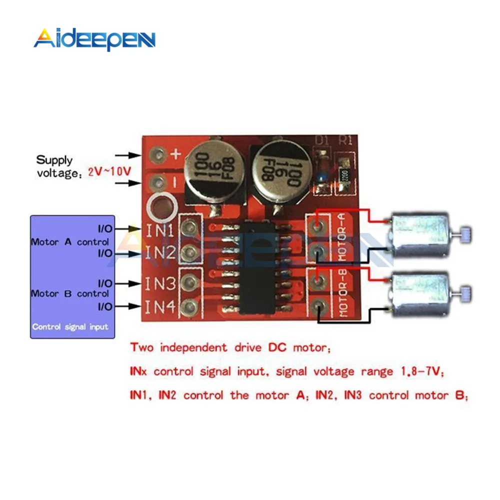 L298N L9110 L298 1.5A 2.5A 2 Way DC драйвер двигателя плата модуль pwm скорость двойной h-мост шаговый низкий на сопротивление MOS переключатель