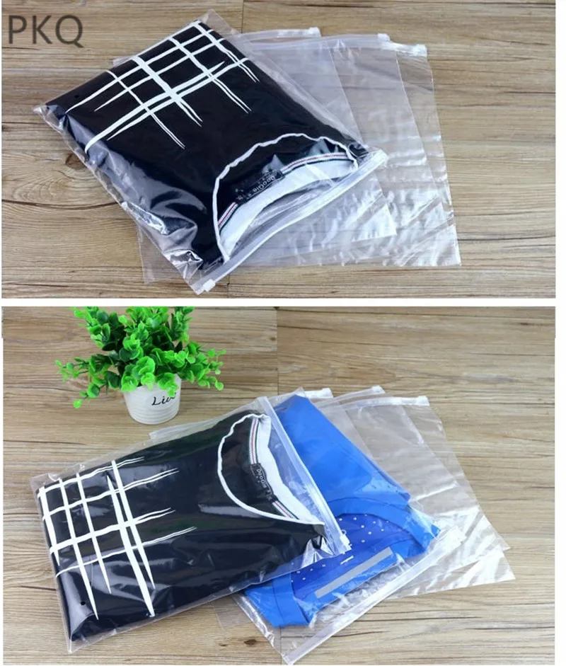 

50pcs/lot 7 Sizes clear Zipper Lock plastic bag for clothing,T-Shirt,Skirt,large transparent retail packaging cloth ziplock bags