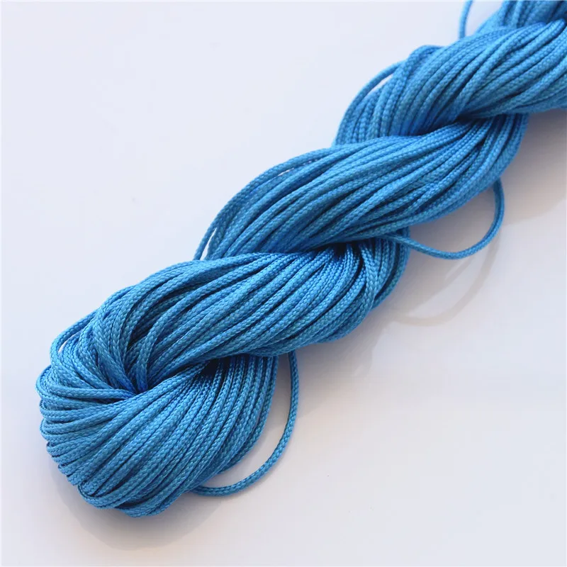 10 рулон китайский узел атласный нейлоновый плетеный шнур веревка бусины макраме ручной работы плетеные нити шнуры 1 мм - Цвет: Blue