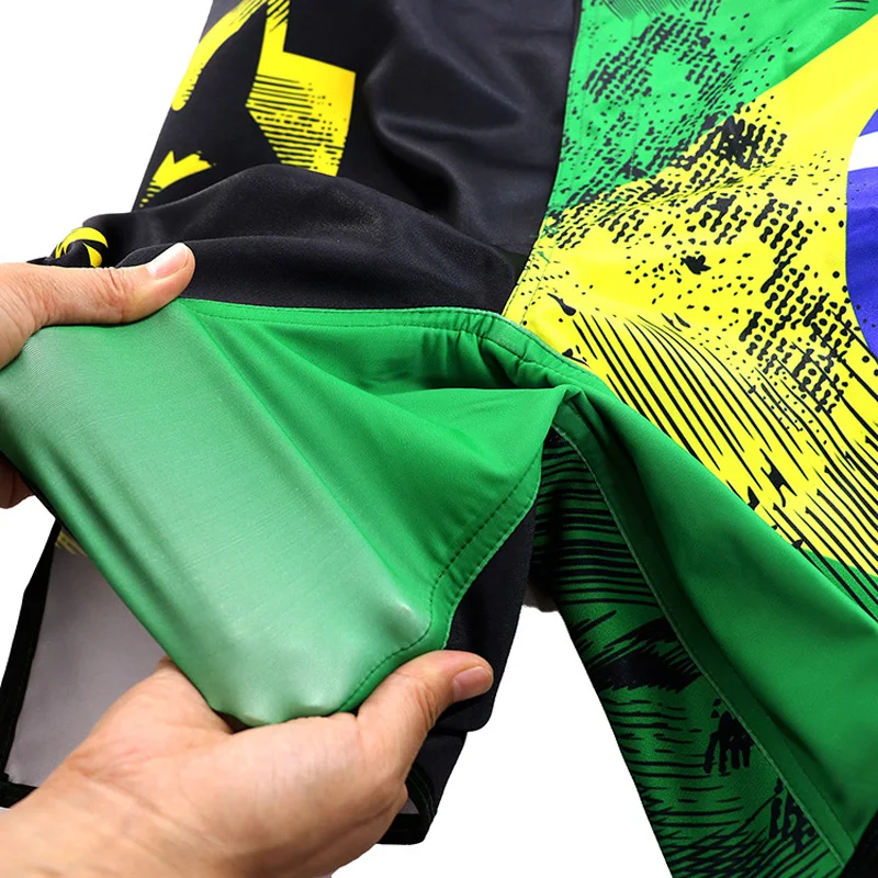 VSZAP, шорты для фитнеса, Муай Тай, бразильский флаг, принт, ММА, Санда, для тренировок, боев, Wulin, ветер, для движения, мужские шорты, полиэстер