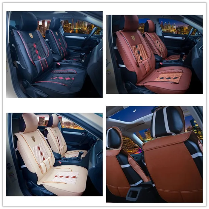 1 Piece of High Grade Leather Ice Silk Car Front Seat Cover Universal Fit Breathable Car Seat Cover (4)_