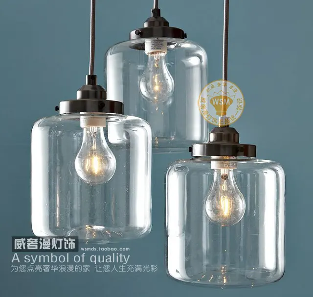 1 Piece Vintage Retro Clear Gl Bottle Pendant Light Mason Jar 1 Piece Vintage Retro Clear Gl Bottle Pendant Light Mason Jar Hanging Lamp Shade Kitchen Dining