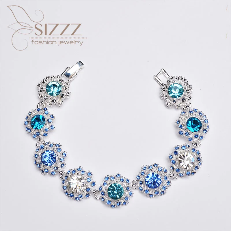 SIZZZ New Europe and the United States new colorful big rhinestones exaggerated rock bracelet&bangles for women