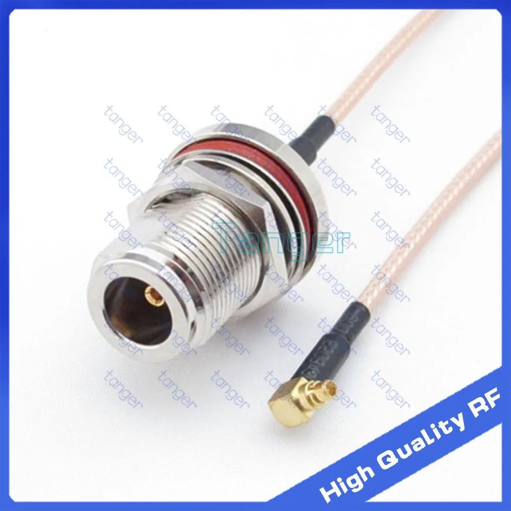 

MMCX male plug right angle to N female jack waterproof with nut with 20cm 8inch RG316 RF Coaxial Pigtail Jumper Low Loss cable
