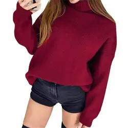 Для женщин свитер и пуловер осень зима 2018 knittwear свитеры для рубашка с длинным рукавом Твердые вязать пуловеры Длинные Топы Тянуть Роковой