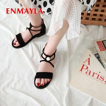

ENMAYLA 2019 New Arrival Women Summer Fashion Sandals Basic Casual Zip Summer Shoes Solid Size 34-43 LY2486