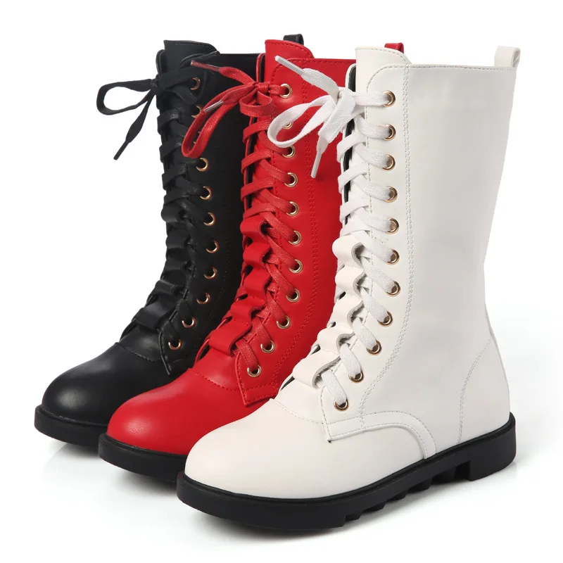 Brand Children's Boots New Winter Cashmere Warm Genuine Leather Kids Shoes Fashion Girls Snow Shoes Cotton Shoes KS165