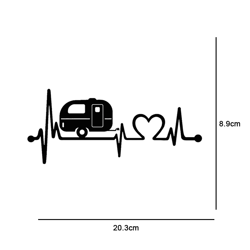 Camper Travel Hiker Camper Heartbeat Vinyl Car Sticker Car Body Wall Window Decoration Decal Stickers Car Styling 20.3cm8 (6)